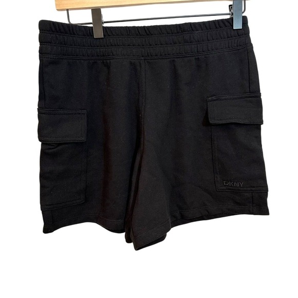 DKNY Women's Cargo Shorts S Black Elastic Pockets Lounge Casual Sporty Athletic - Picture 2 of 8